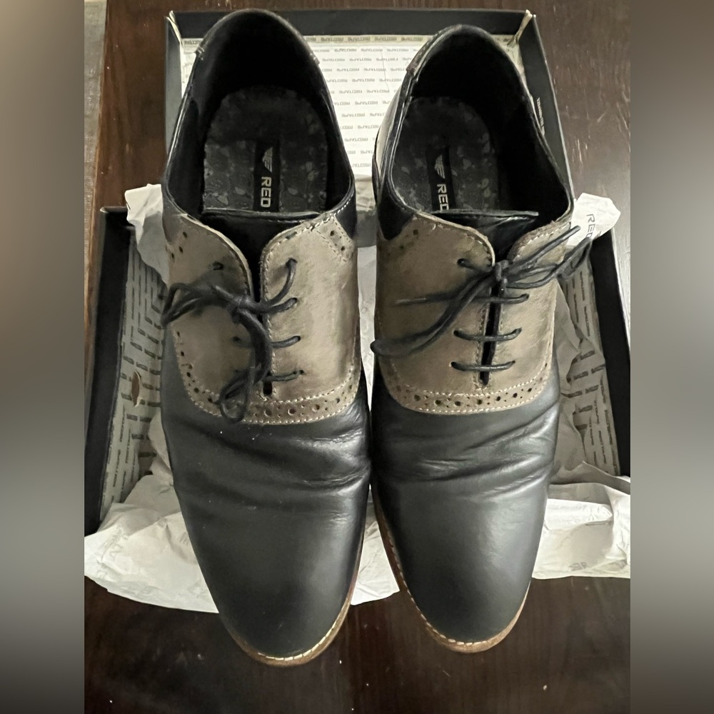 RedTape Mens Owen Black/Grey TieUp Oxford Casual Dress Shoe-Worn & Original box.
